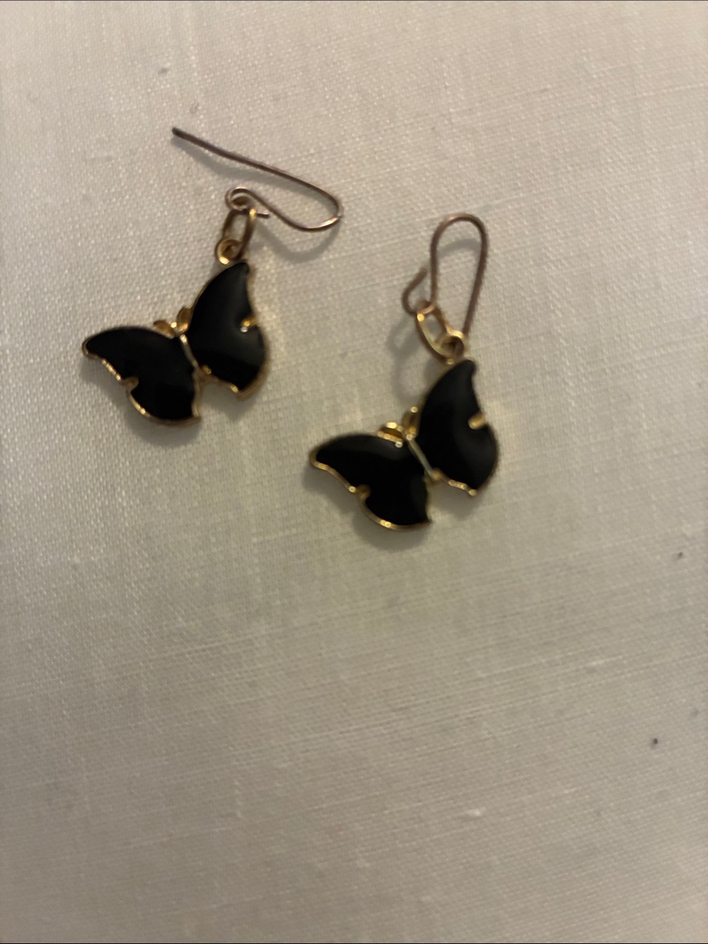 Gold-Trim Black Butterfly Drop Earrings - Women's Jewelry